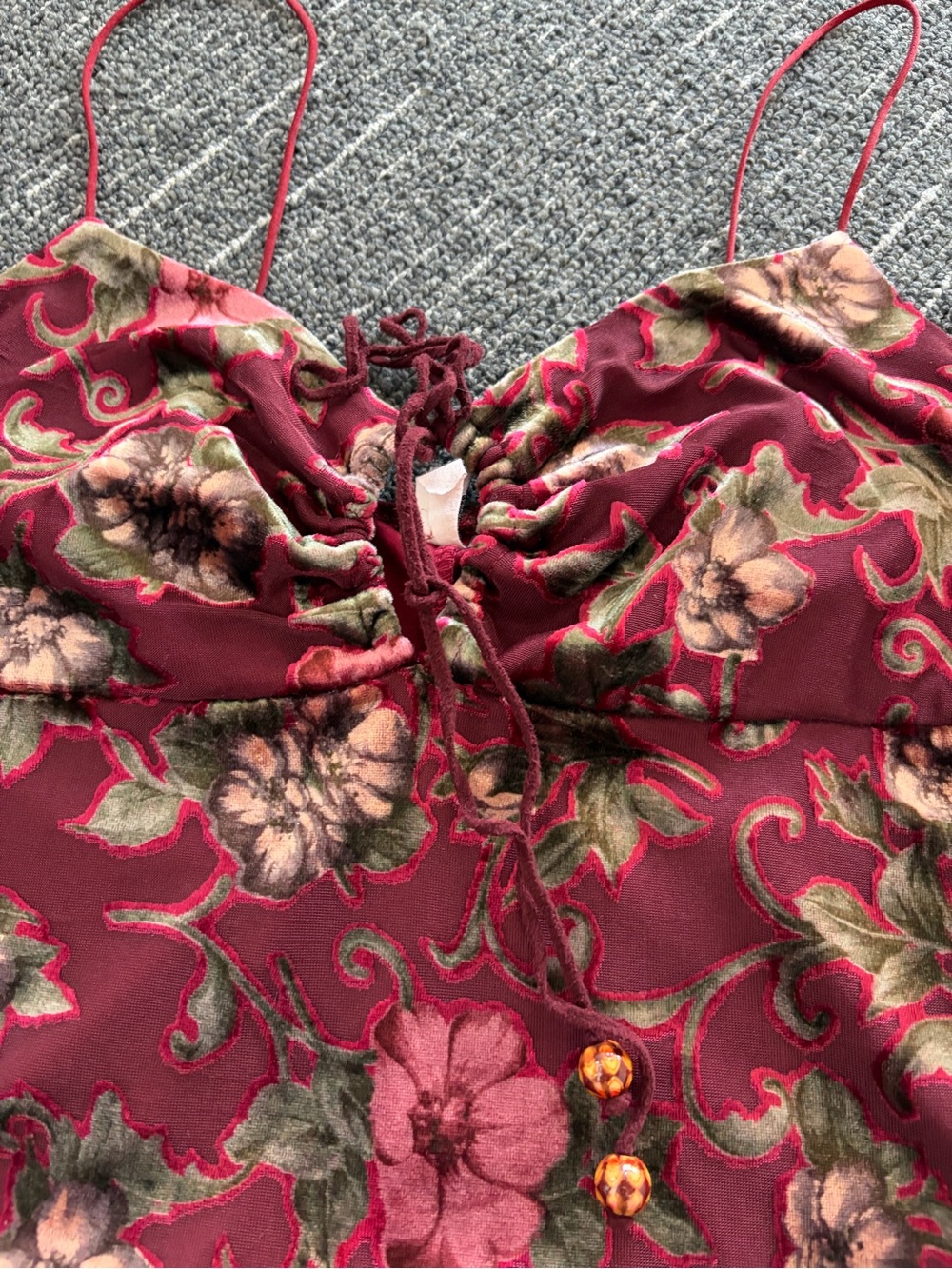 Vintage Opera Velvet Floral Mini Dress - Picture 3 of 4